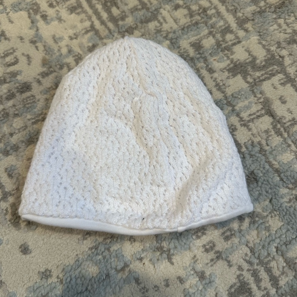 Kissy kissy White Knit Beanie newborn hat